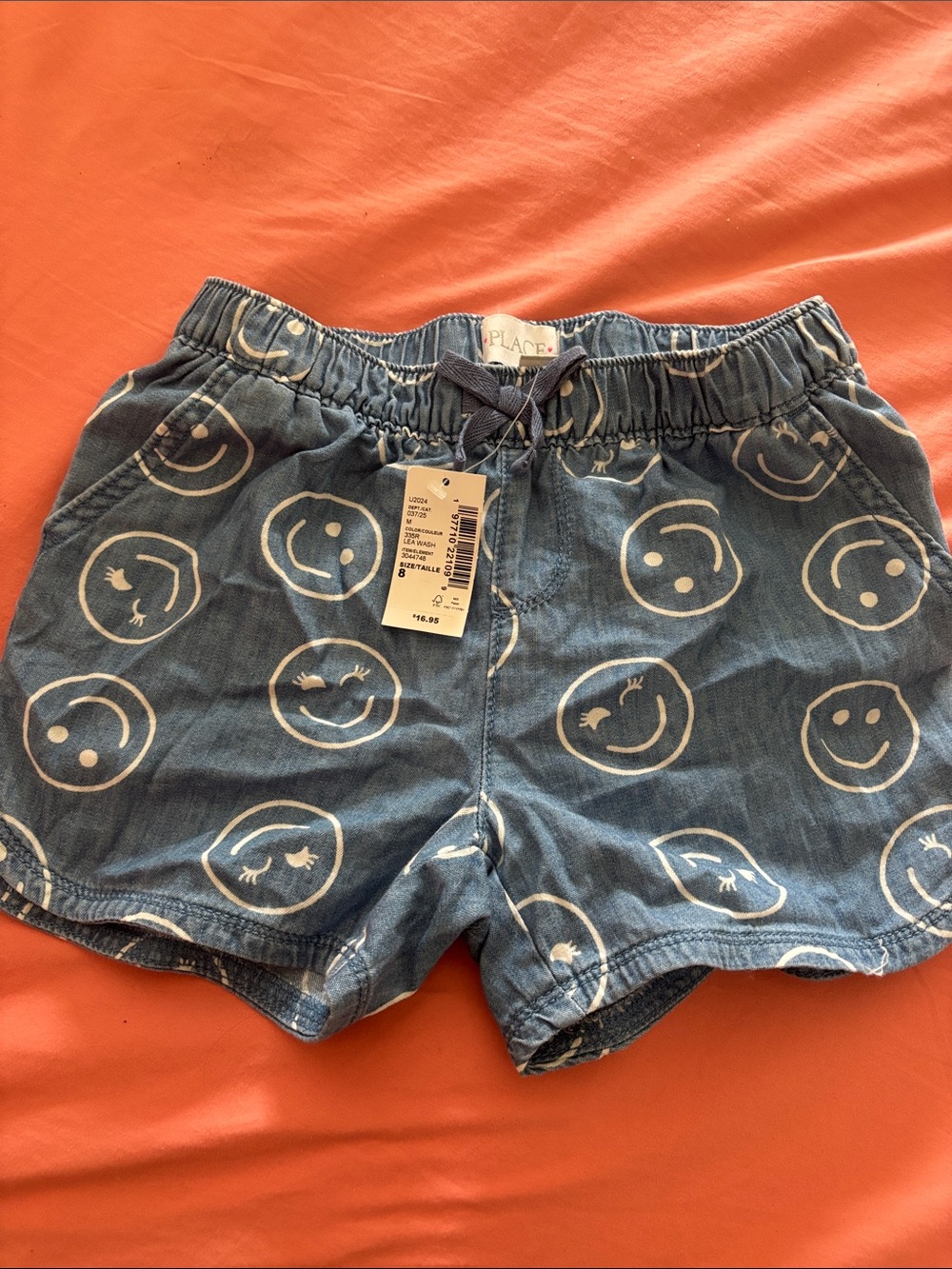 The Children's Place Blue Denim-Look Smiley Shorts